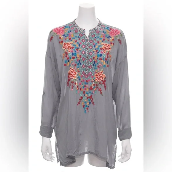Johnny Was Collection Armor Gemstone Embroidered Blouse – Size Large - Picture 3 of 8